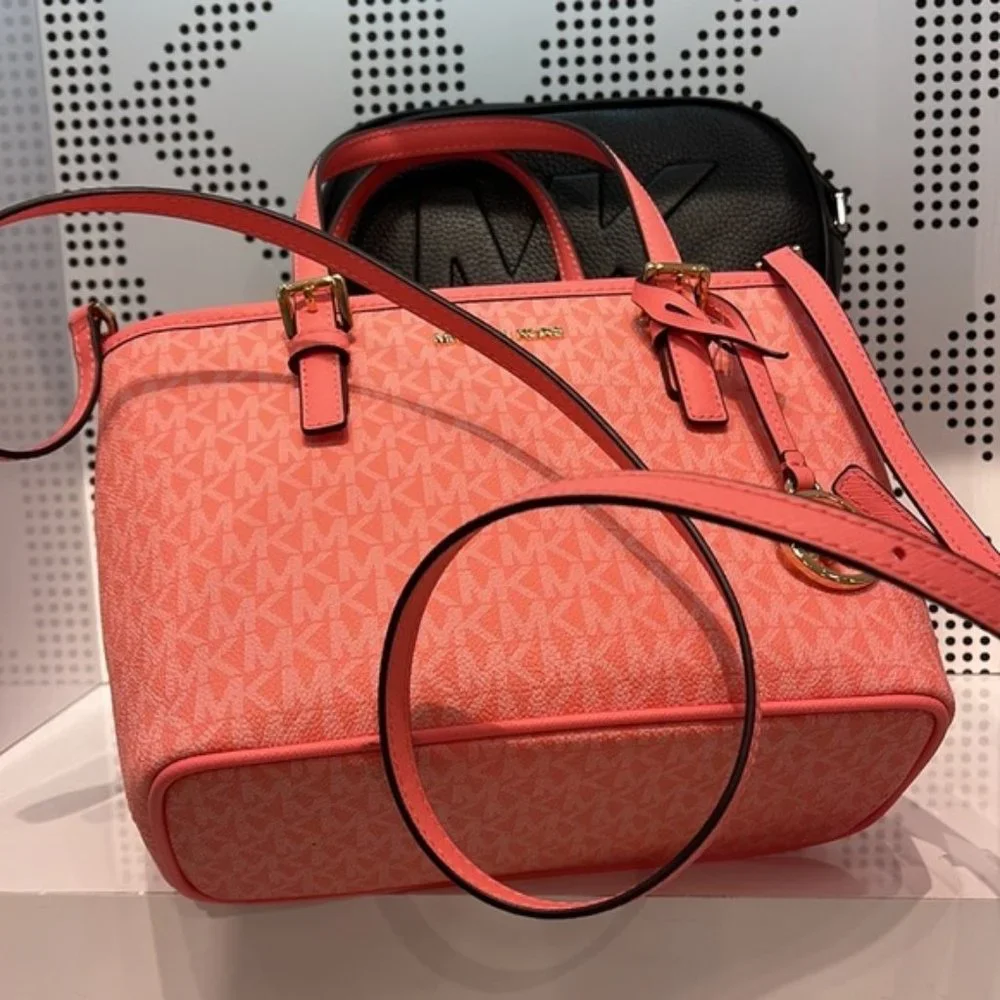 Michael Kors Jet Set Travel XS Carryall Tote Top Zip Tote Grapefruit - Picture 7 of 16